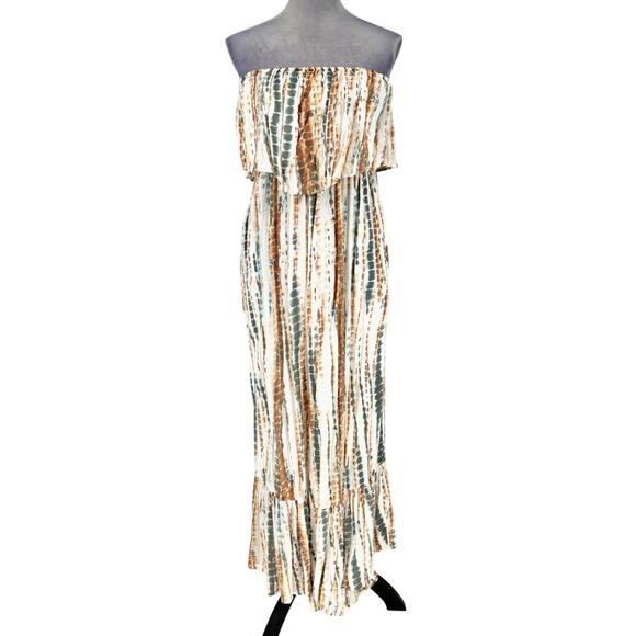 Free People Pants - Free People Jumpsuit Womens Small Smocked Strapless Ruffled Wide Leg Hipster